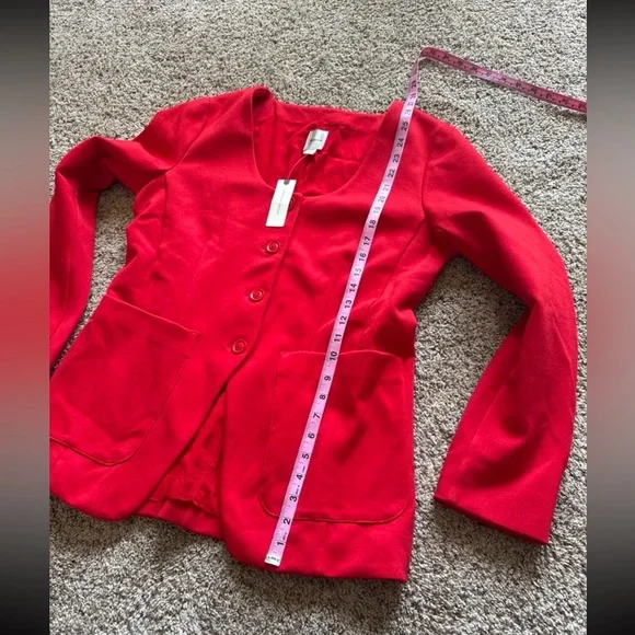 NWT Anthropologie Maeve Scoop-Neck Cutaway Blazer in Red size Medium - Picture 11 of 12